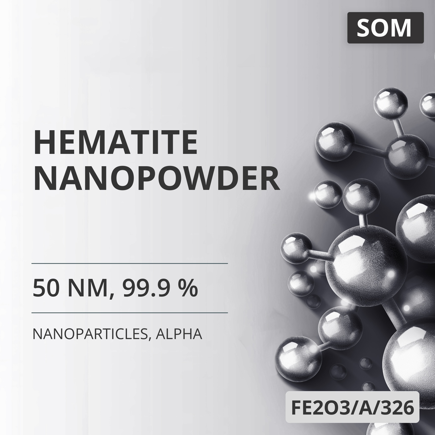 Hematite Nanopowder, 50 nm, 99.9 %, Alpha (FE2O3/A/326)