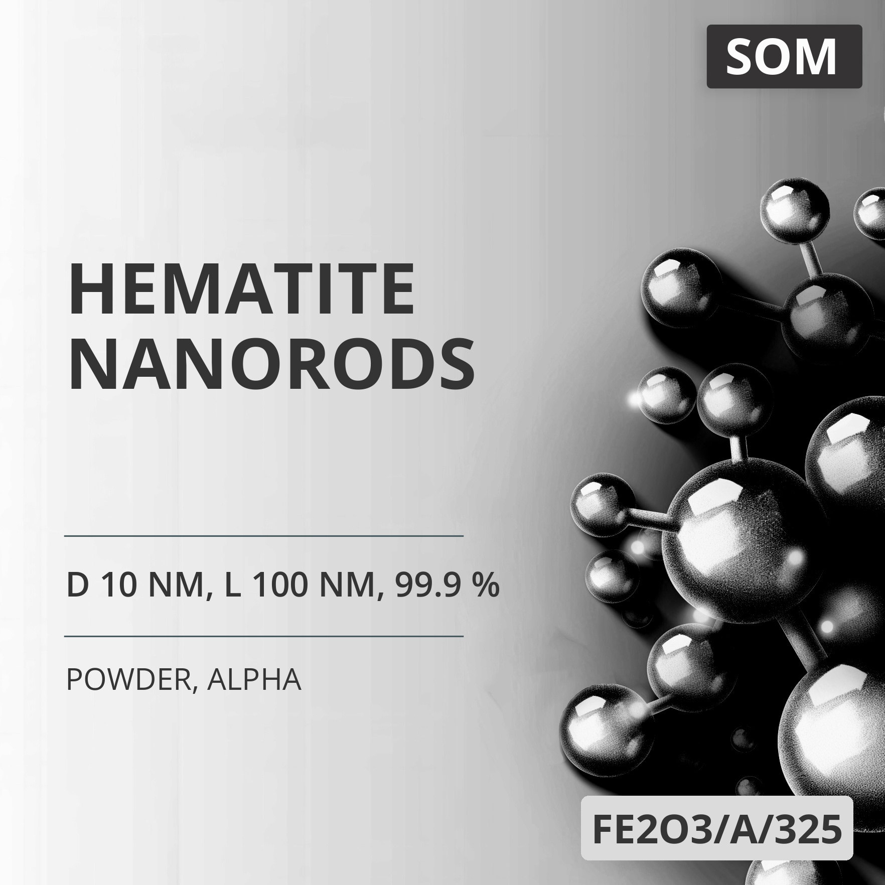 Hematite Nanorods, D 10 nm, L 100 nm, 99.9 %, Alpha (FE2O3/A/325)