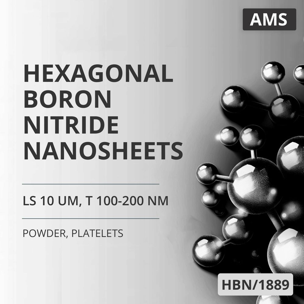 Hexagonal Boron Nitride Nanosheets, LS 10 um, T 100-200 nm, Platelets (HBN/1889)