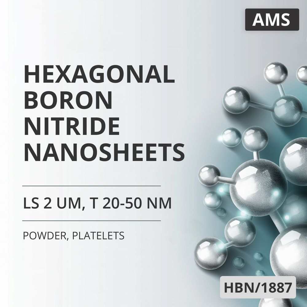 Hexagonal Boron Nitride Nanosheets, LS 2 um, T 20-50 nm, Platelets (HBN/1887)
