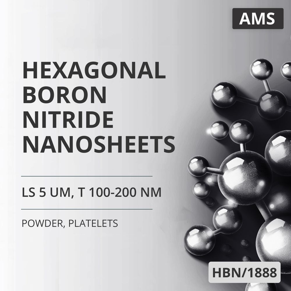 Hexagonal Boron Nitride Nanosheets, LS 5 um, T 100-200 nm, Platelets (HBN/1888)
