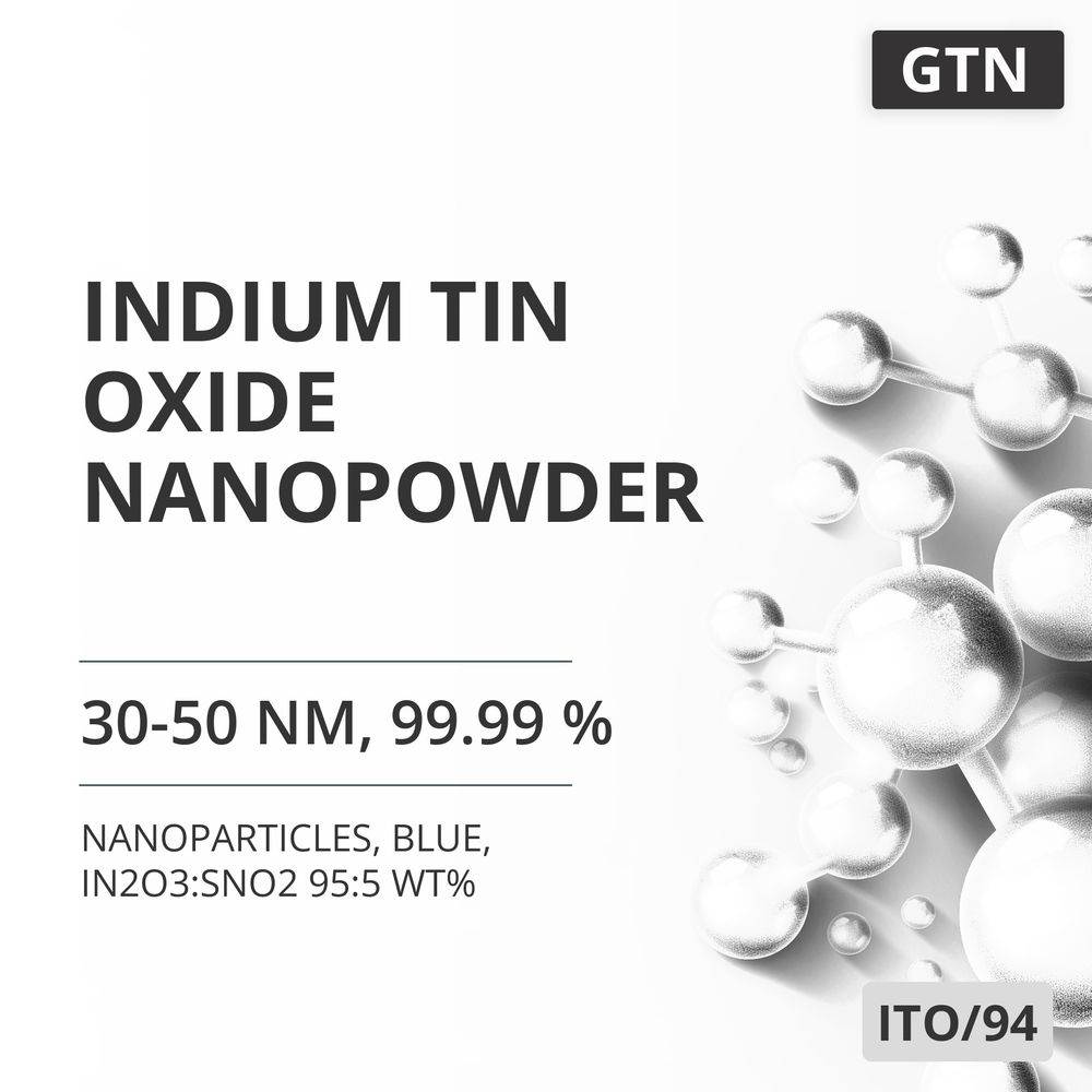 Indium Tin Oxide Nanopowder, 30-50 nm, 99.99 %, Blue, In2O3:SnO2 95:5 wt% (ITO/94)