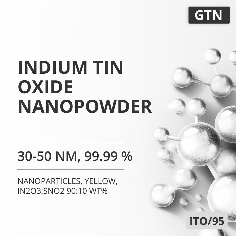 Indium Tin Oxide Nanopowder, 30-50 nm, 99.99 %, Yellow, In2O3:SnO2 90:10 wt% (ITO/95)