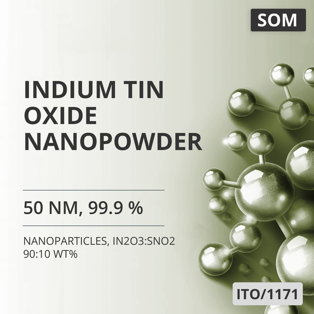 Indium Tin Oxide Nanopowder, 50 nm, 99.9 %, In2O3:SnO2 90:10 wt% (ITO/1171)