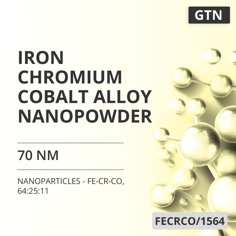 Iron-Chromium-Cobalt Alloy Nanopowder, 70 nm - Fe-Cr-Co, 64:25:11 (FECRCO/1564)