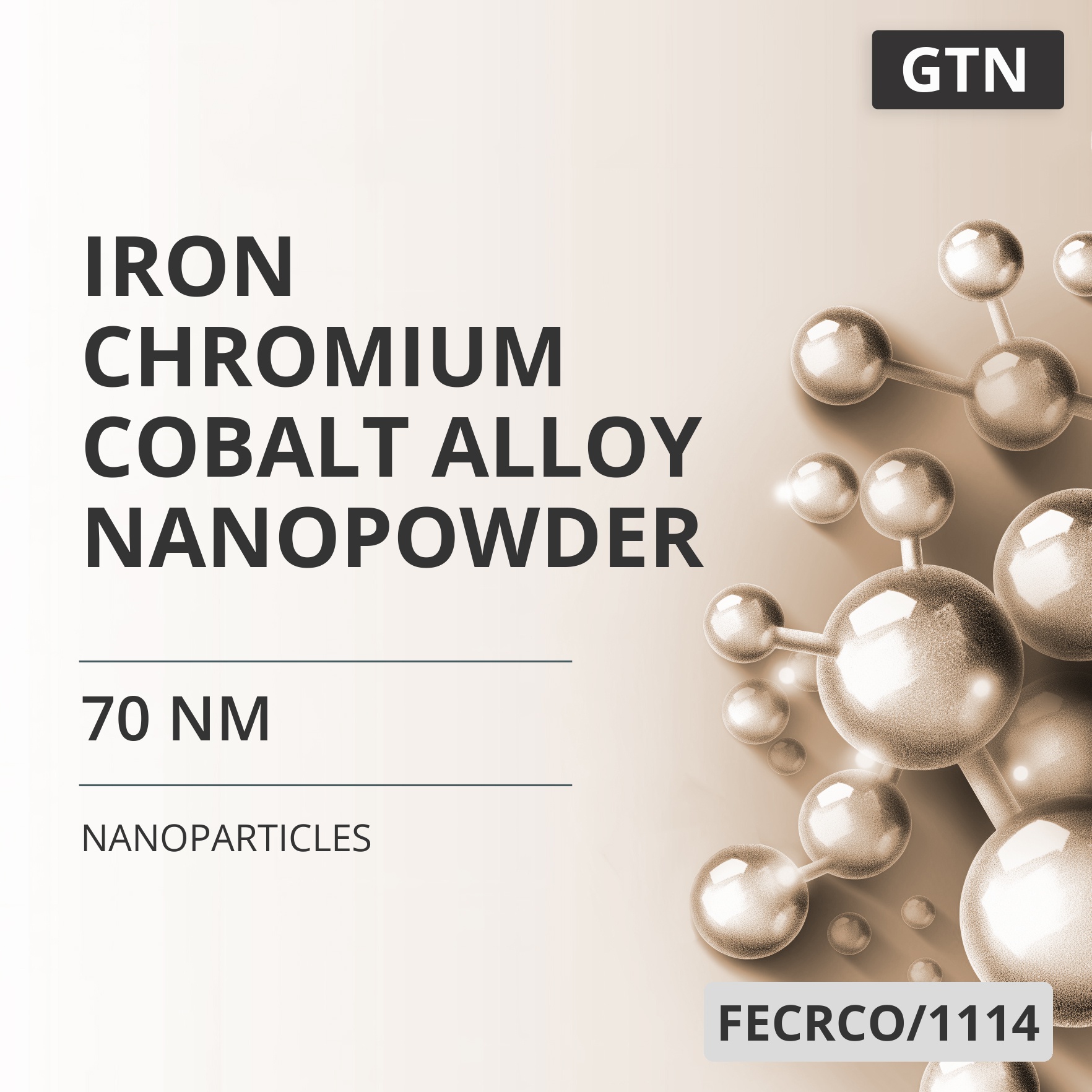 Iron-Chromium-Cobalt Alloy Nanopowder, 70 nm (FECRCO/1114)