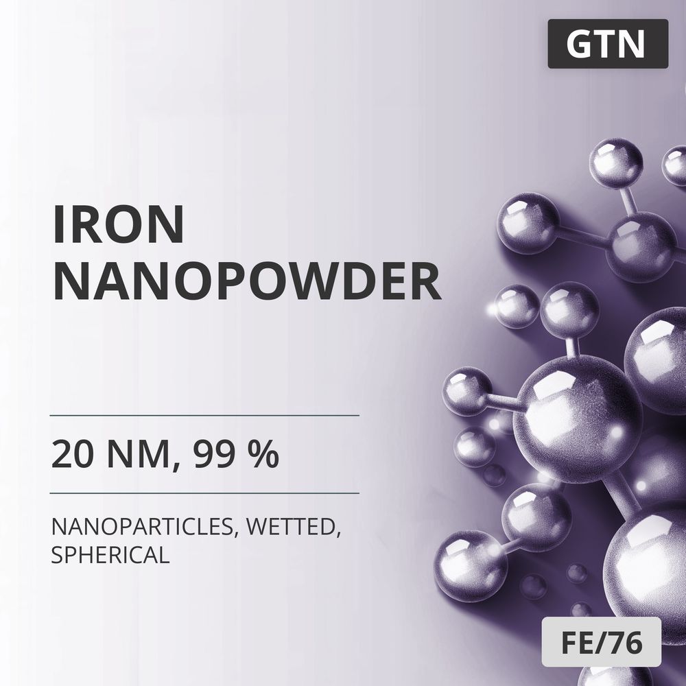 Iron Nanopowder, 20 nm, 99 %, Wetted, Spherical (FE/76)