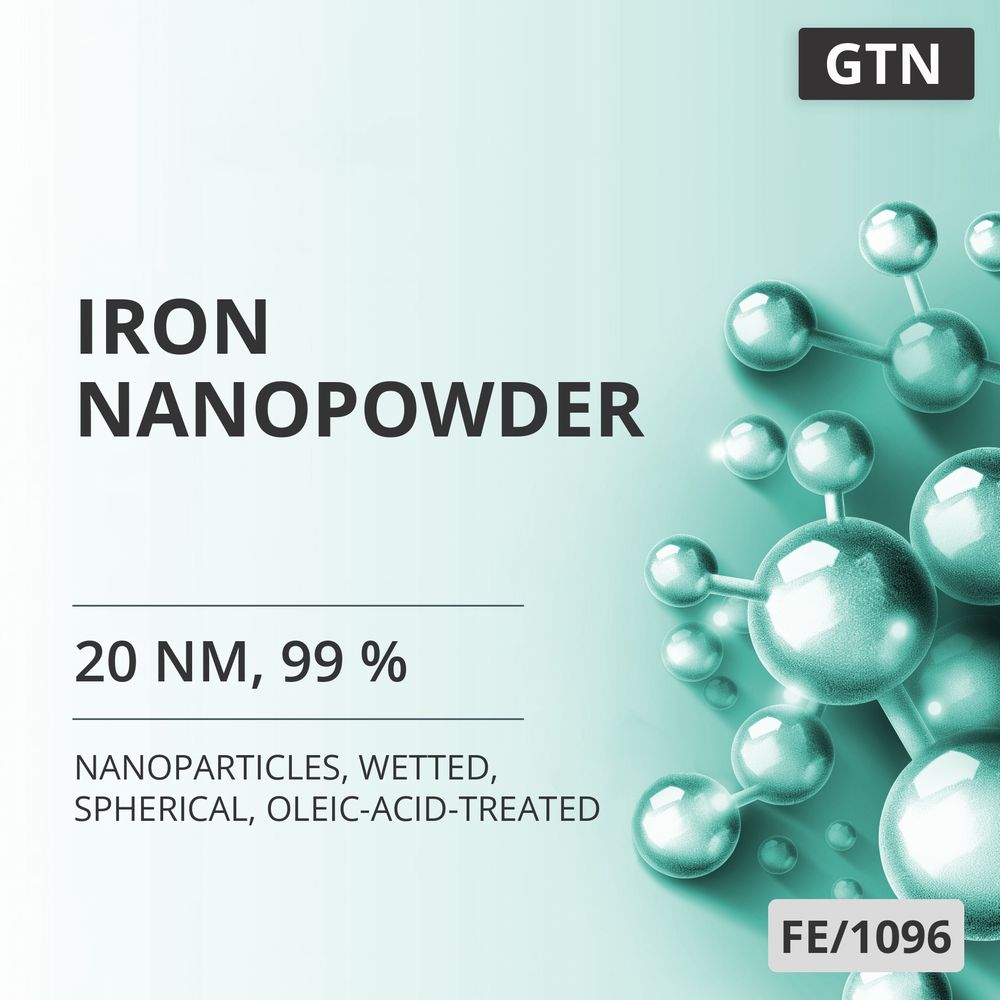 Iron Nanopowder, 20 nm, 99 %, Wetted, Spherical, Oleic-Acid-Treated (FE/1096)