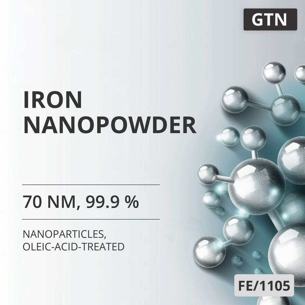 Iron Nanopowder, 70 nm, 99.9 %, Oleic-Acid-Treated (FE/1105)