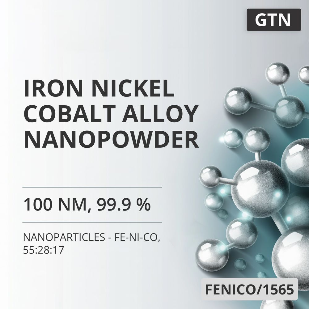 Iron-Nickel-Cobalt Alloy Nanopowder, 100 nm, 99.9 % - Fe-Ni-Co, 55:28:17 (FENICO/1565)