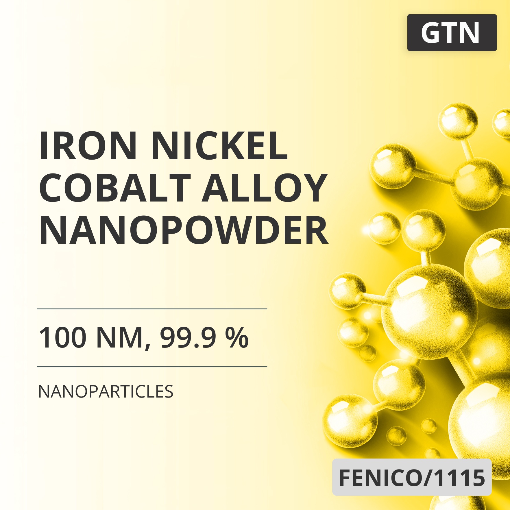Iron-Nickel-Cobalt Alloy Nanopowder, 100 nm, 99.9 % (FENICO/1115)