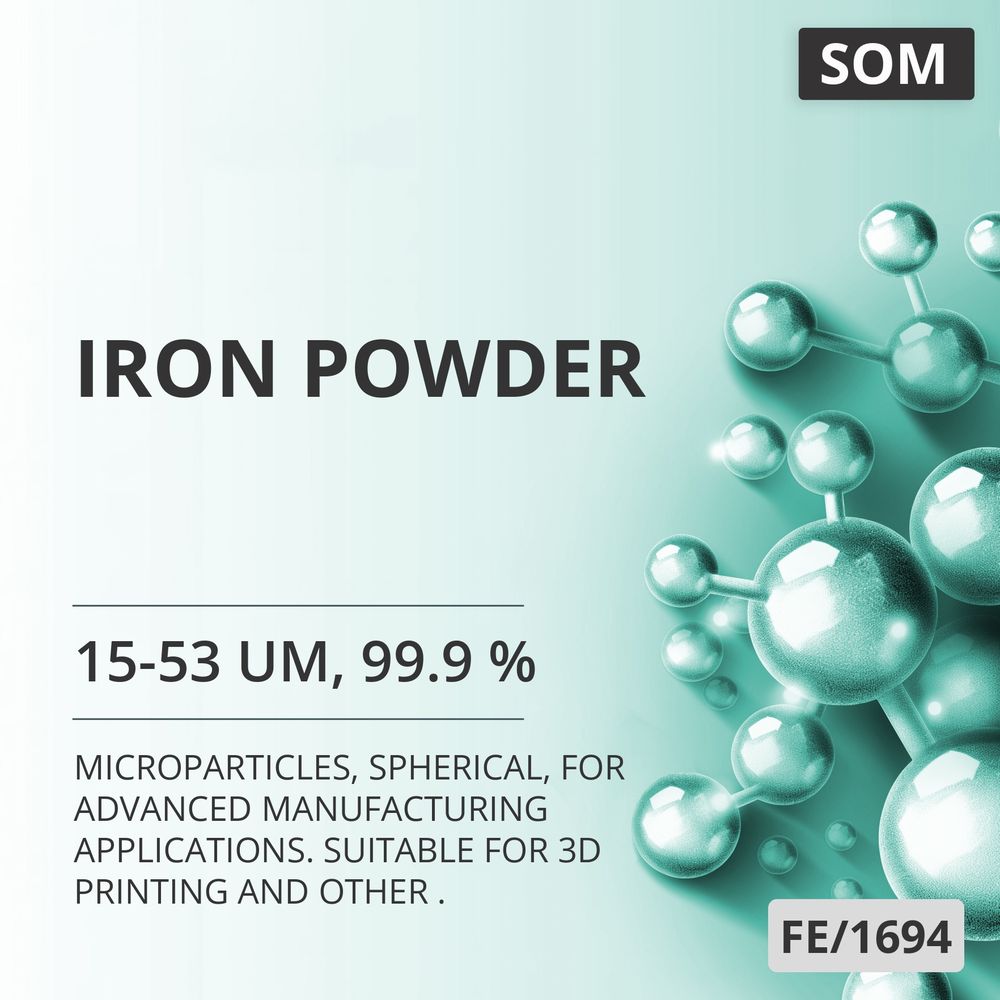 Iron Powder, 15-53 um, 99.9 %, Spherical, for Advanced Manufacturing Applications. Suitable For 3D Printing And Other . (FE/1694)