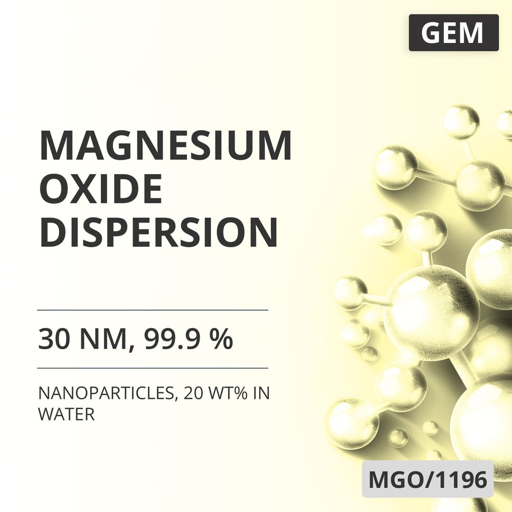 Magnesium Oxide Dispersion, 30 nm, 99.9 %, 20 wt% in Water (MGO/1196)