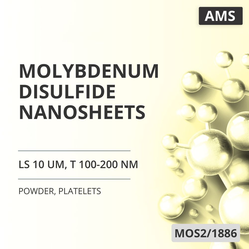 Molybdenum Disulfide Nanosheets, LS 10 um, T 100-200 nm, Platelets (MOS2/1886)