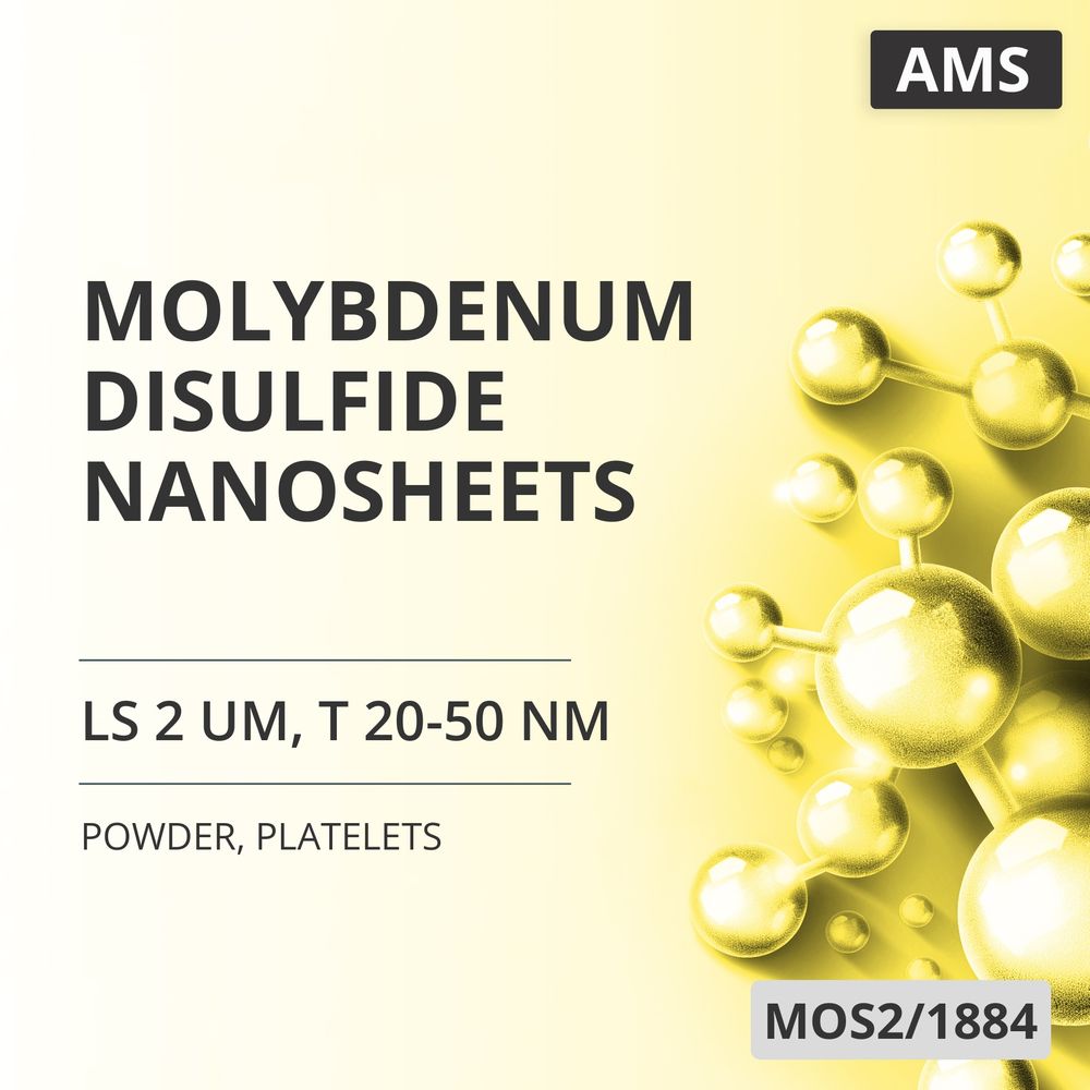 Molybdenum Disulfide Nanosheets, LS 2 um, T 20-50 nm, Platelets (MOS2/1884)