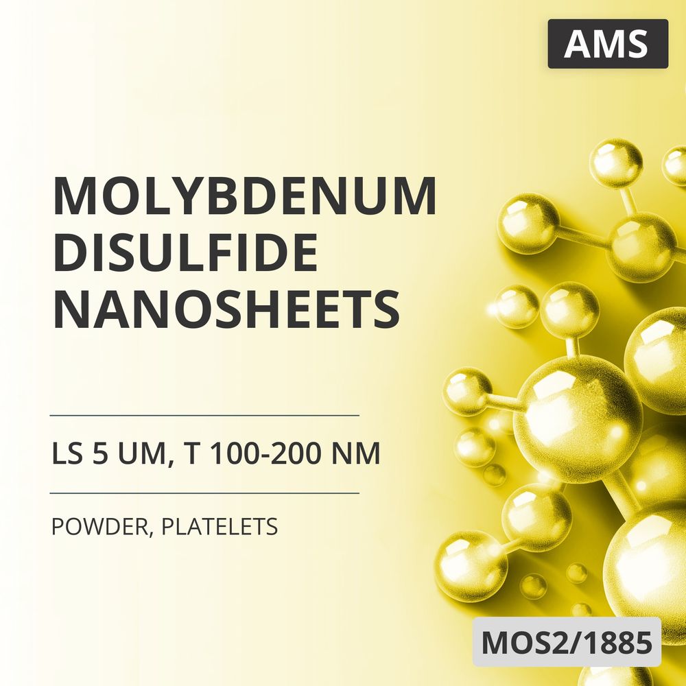 Molybdenum Disulfide Nanosheets, LS 5 um, T 100-200 nm, Platelets (MOS2/1885)