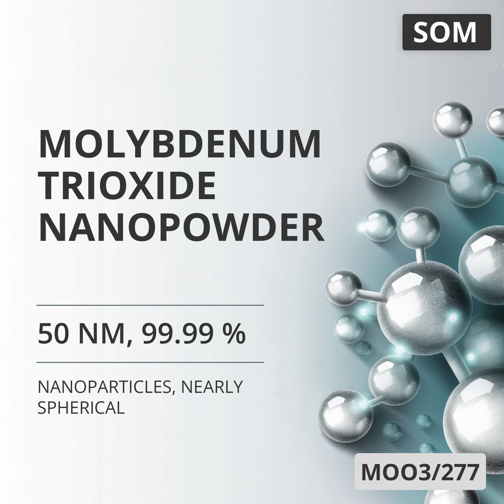 Molybdenum Trioxide Nanopowder, 50 nm, 99.99 %, Nearly Spherical (MOO3/277)