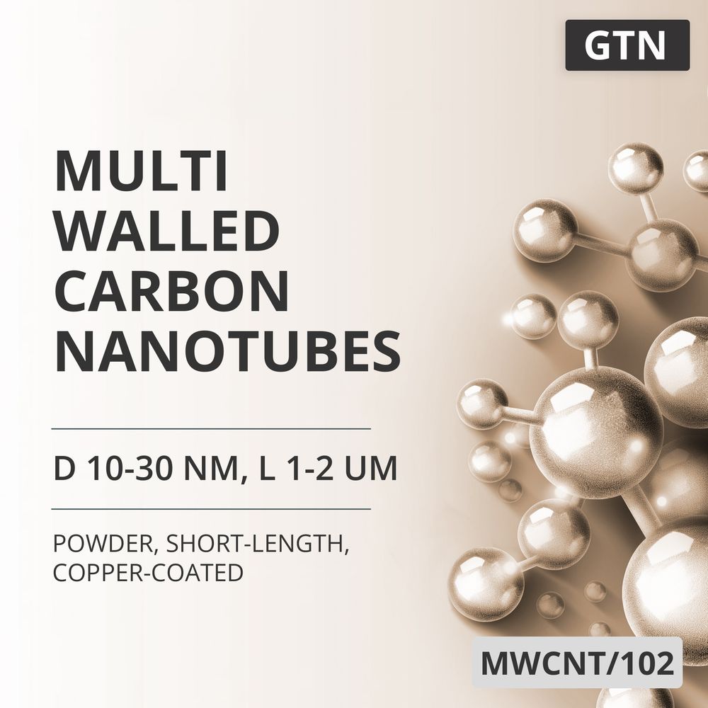 Multi-Walled Carbon Nanotubes, D 10-30 nm, L 1-2 um, 99 %, Short-Length, Copper-Coated (MWCNT/102)