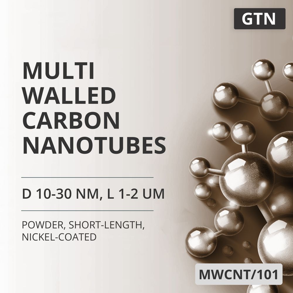 Multi-Walled Carbon Nanotubes, D 10-30 nm, L 1-2 um, 99 %, Short-Length, Nickel-Coated (MWCNT/101)