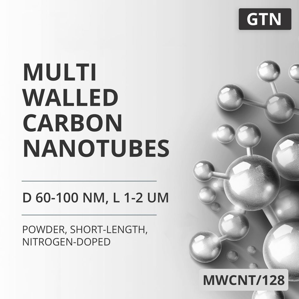 Multi-Walled Carbon Nanotubes, D 60-100 nm, L 1-2 um, 99 %, Short-Length, Nitrogen-Doped (MWCNT/128)