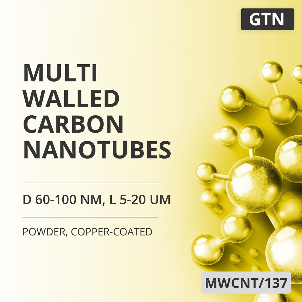 Multi-Walled Carbon Nanotubes, D 60-100 nm, L 5-20 um, 99 %, Copper-Coated (MWCNT/137)