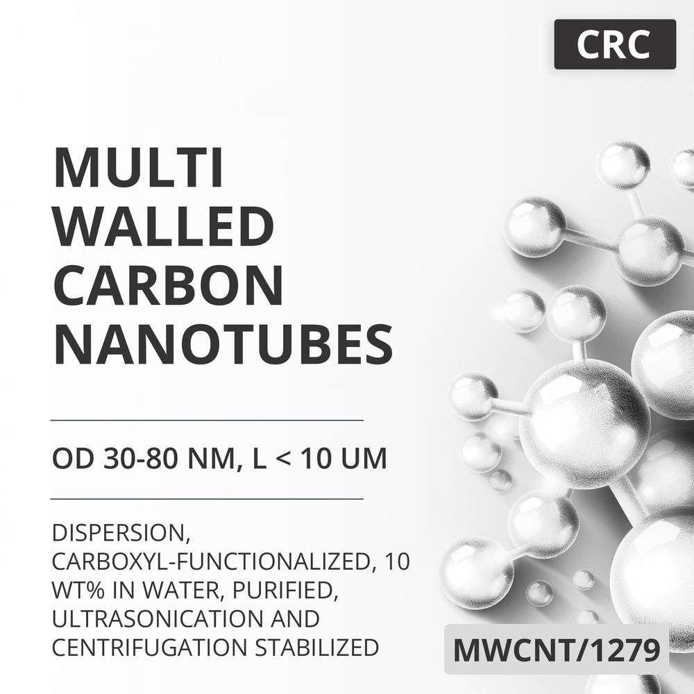 Multi-Walled Carbon Nanotubes, OD 30-80 nm, L < 10 um, 98 wt%, Carboxyl-Functionalized, 10 wt% in Water, Purified, Ultrasonication and Centrifugation Stabilized (MWCNT/1279)