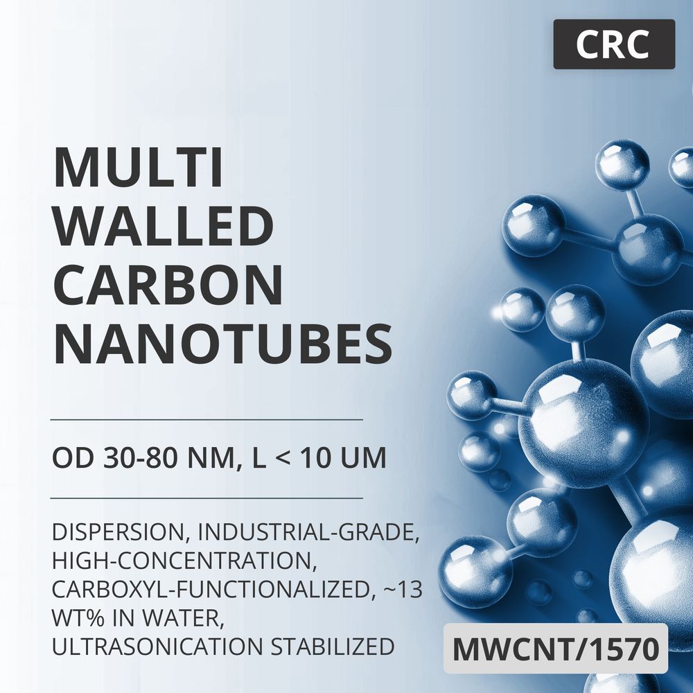 Multi-Walled Carbon Nanotubes, OD 30-80 nm, L < 10 um, 95 wt%, Industrial-Grade, High-Concentration, Carboxyl-Functionalized, ~13 wt% in Water, Ultrasonication Stabilized (MWCNT/1570)