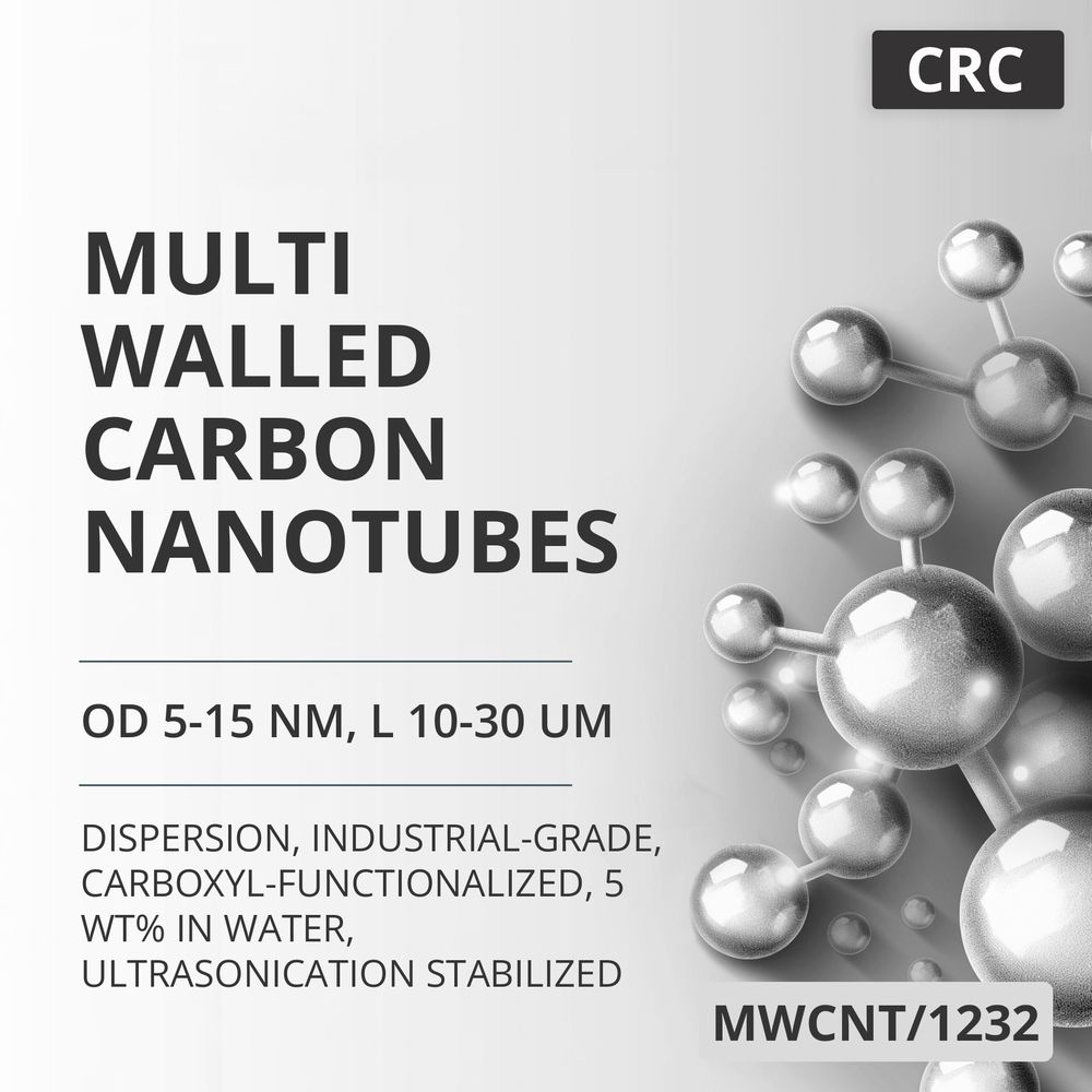 Multi-Walled Carbon Nanotubes, OD 5-15 nm, L 10-30 um, 95 wt%, Industrial-Grade, Carboxyl-Functionalized, 5 wt% in Water, Ultrasonication Stabilized (MWCNT/1232)
