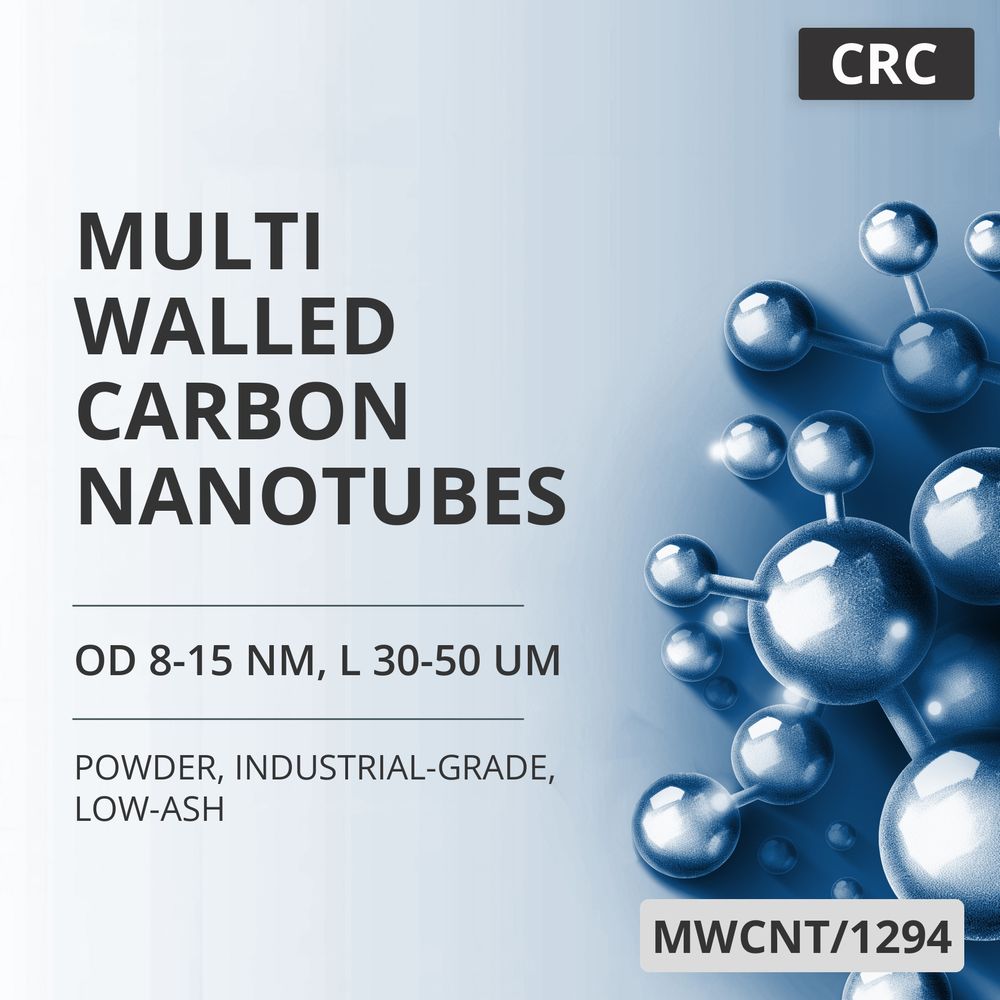 Multi-Walled Carbon Nanotubes, OD 8-15 nm, L 30-50 um, 95 wt%, Industrial-Grade, Low-Ash (MWCNT/1294)
