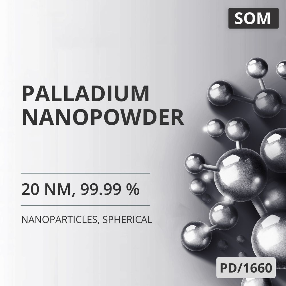 Palladium Nanopowder, 20 nm, 99.99 %, Spherical (PD/1660)