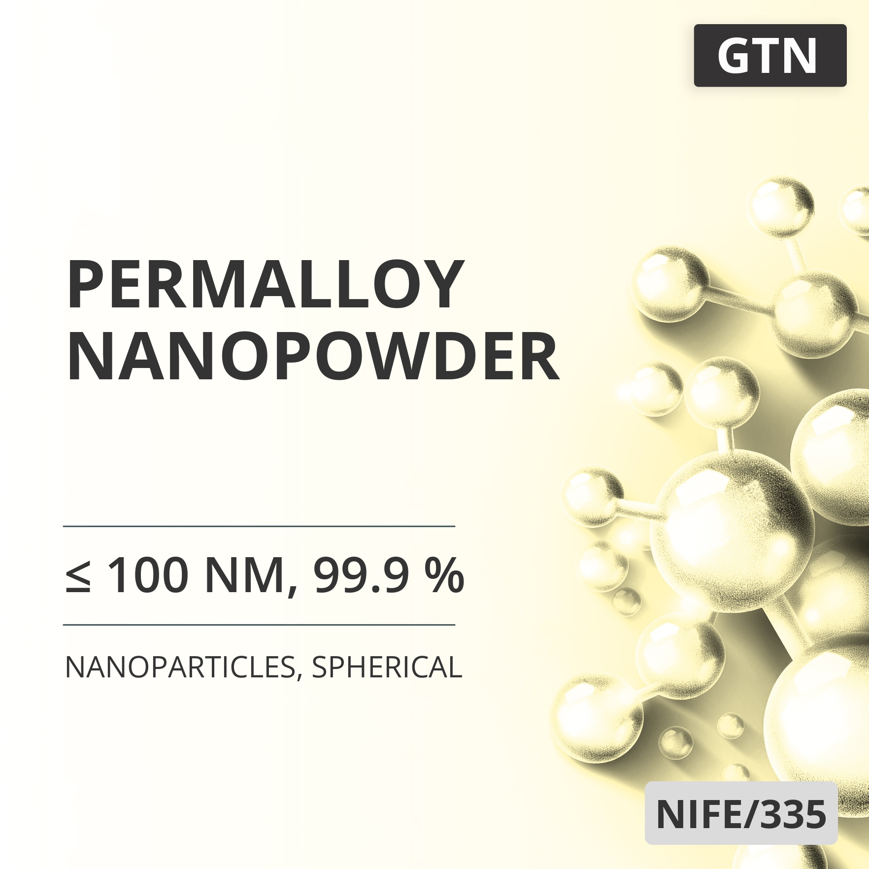 Permalloy Nanopowder, ≤ 100 nm, 99.9 %, Spherical (NIFE/335)