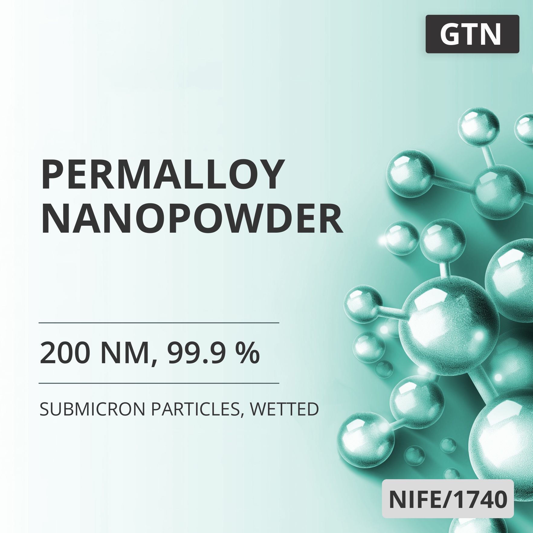 Permalloy Nanopowder, 200 nm, 99.9 %, Wetted (NIFE/1740)