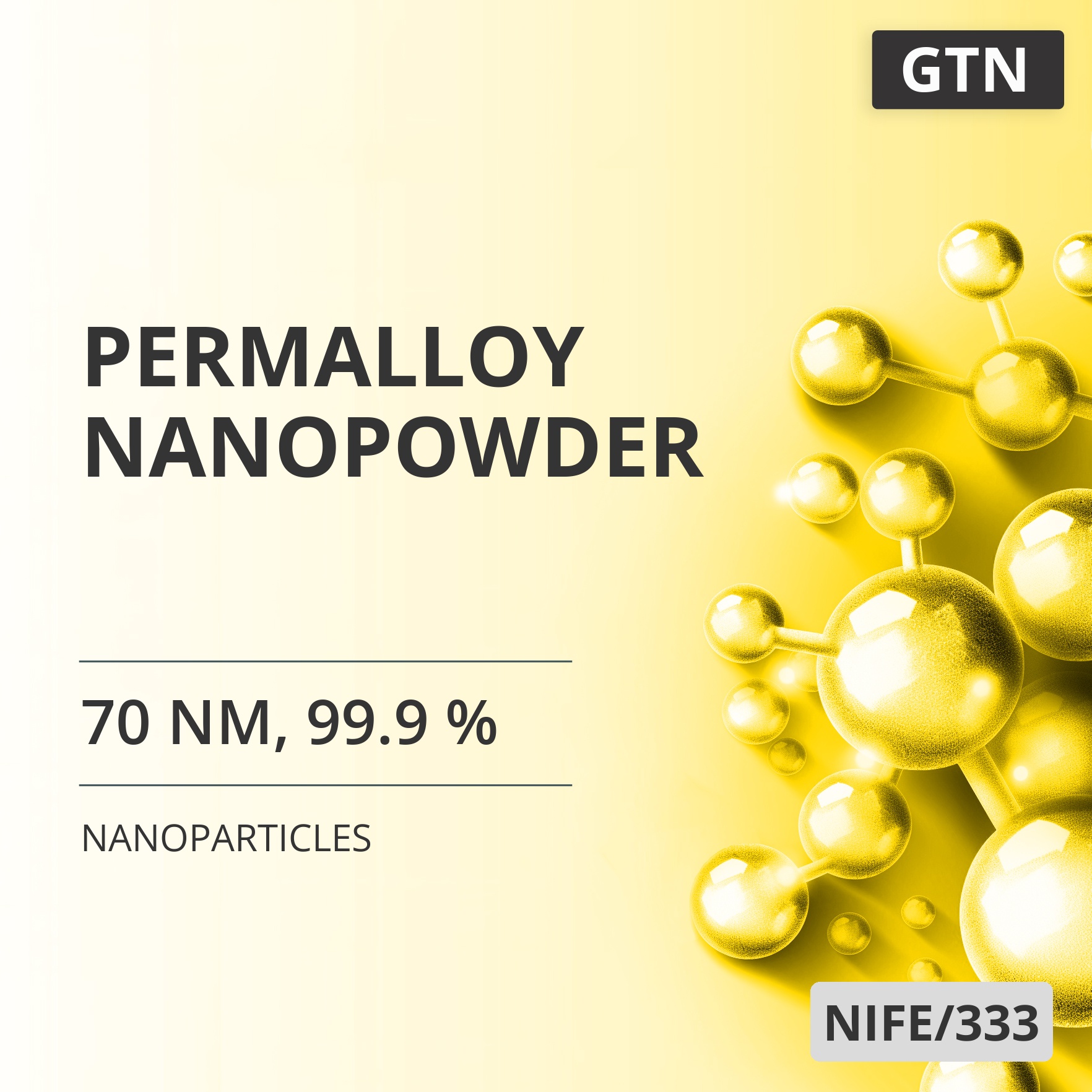 Permalloy Nanopowder, 70 nm, 99.9 % (NIFE/333)