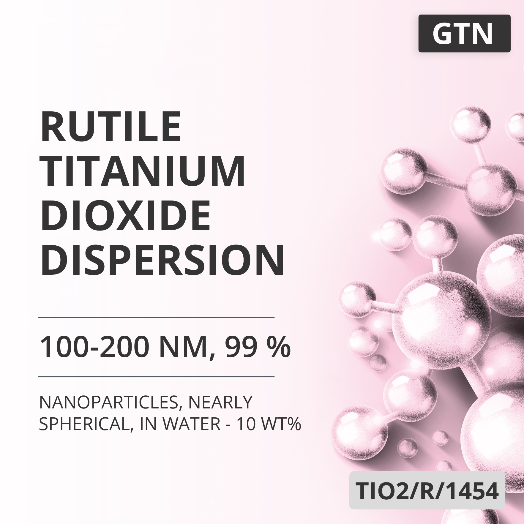 Rutile Titanium Dioxide Dispersion, 100-200 nm, 99 %, Nearly Spherical, in Water - 10 wt% (TIO2/R/1454)