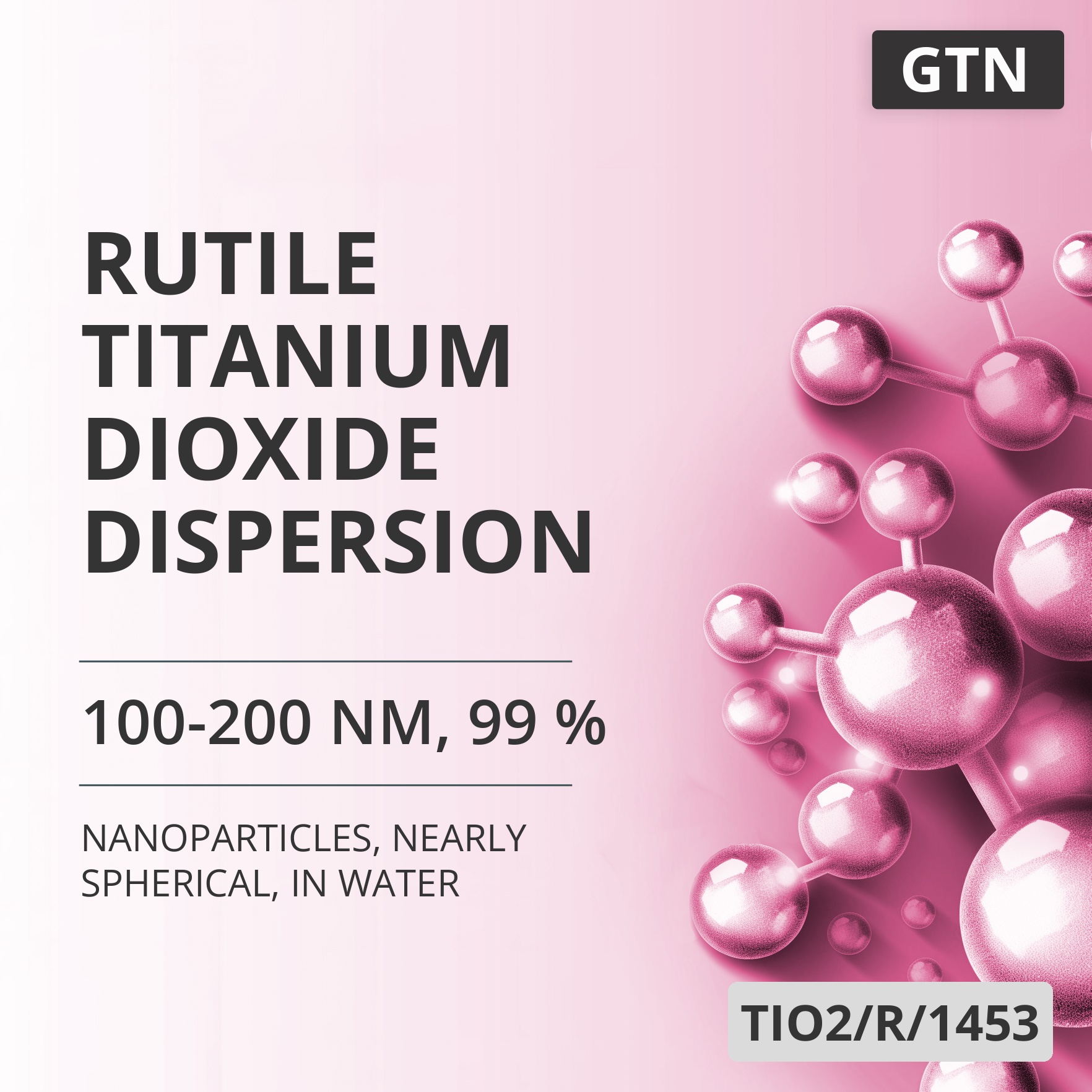 Rutile Titanium Dioxide Dispersion, 100-200 nm, 99 %, Nearly Spherical, in Water (TIO2/R/1453)