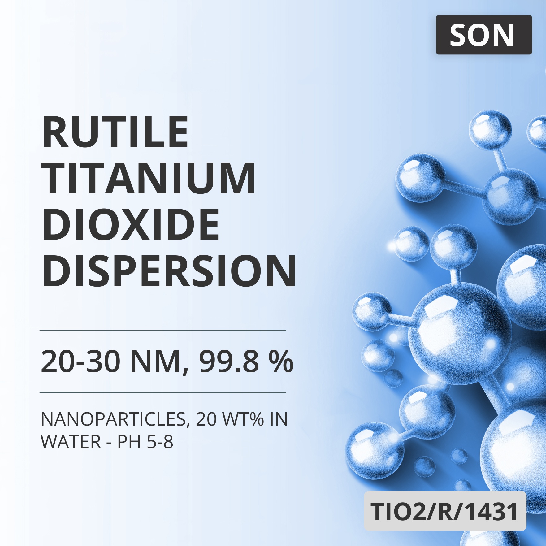 Rutile Titanium Dioxide Dispersion, 20-30 nm, 99.8 %, 20 wt% in Water - pH 5-8 (TIO2/R/1431)