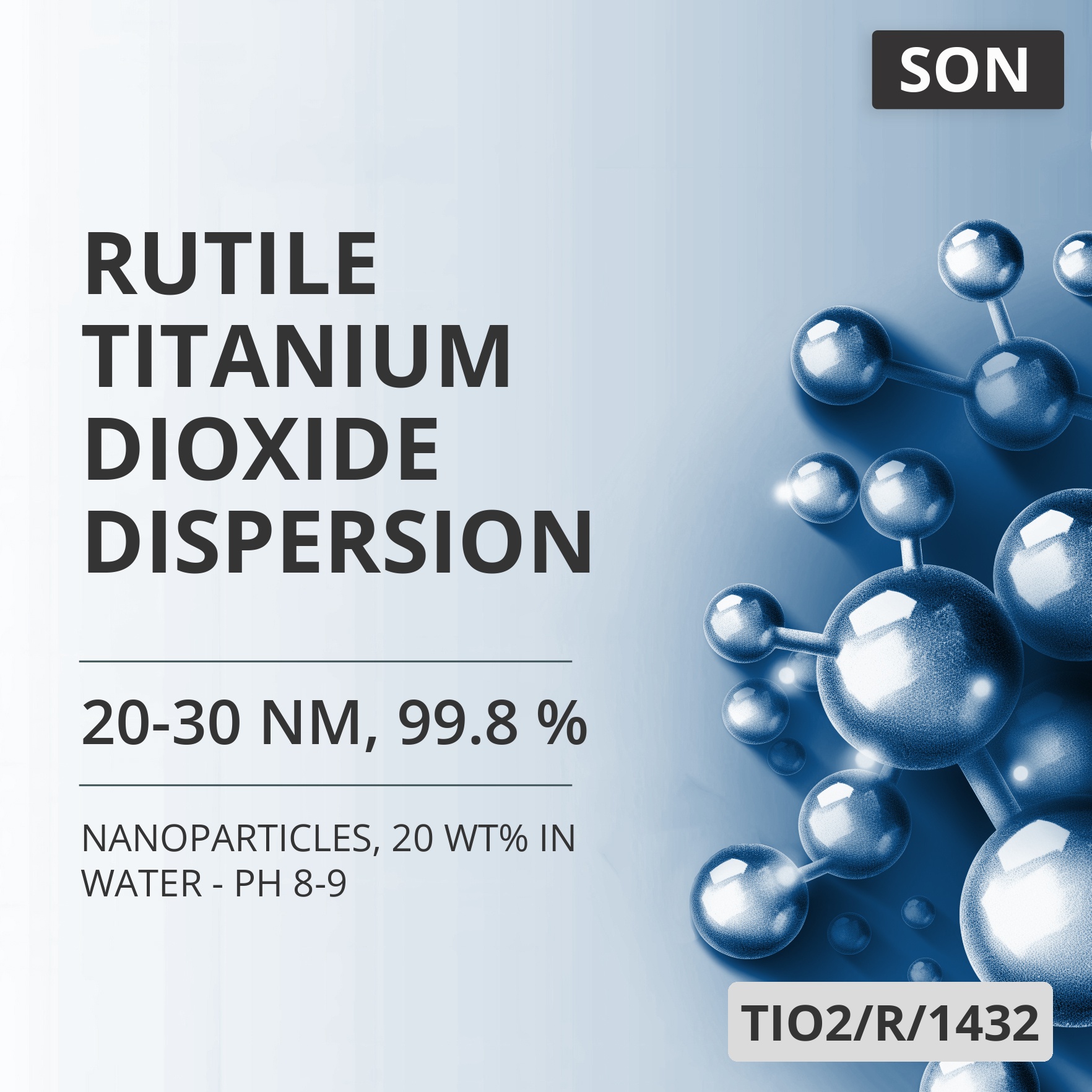 Rutile Titanium Dioxide Dispersion, 20-30 nm, 99.8 %, 20 wt% in Water - pH 8-9 (TIO2/R/1432)