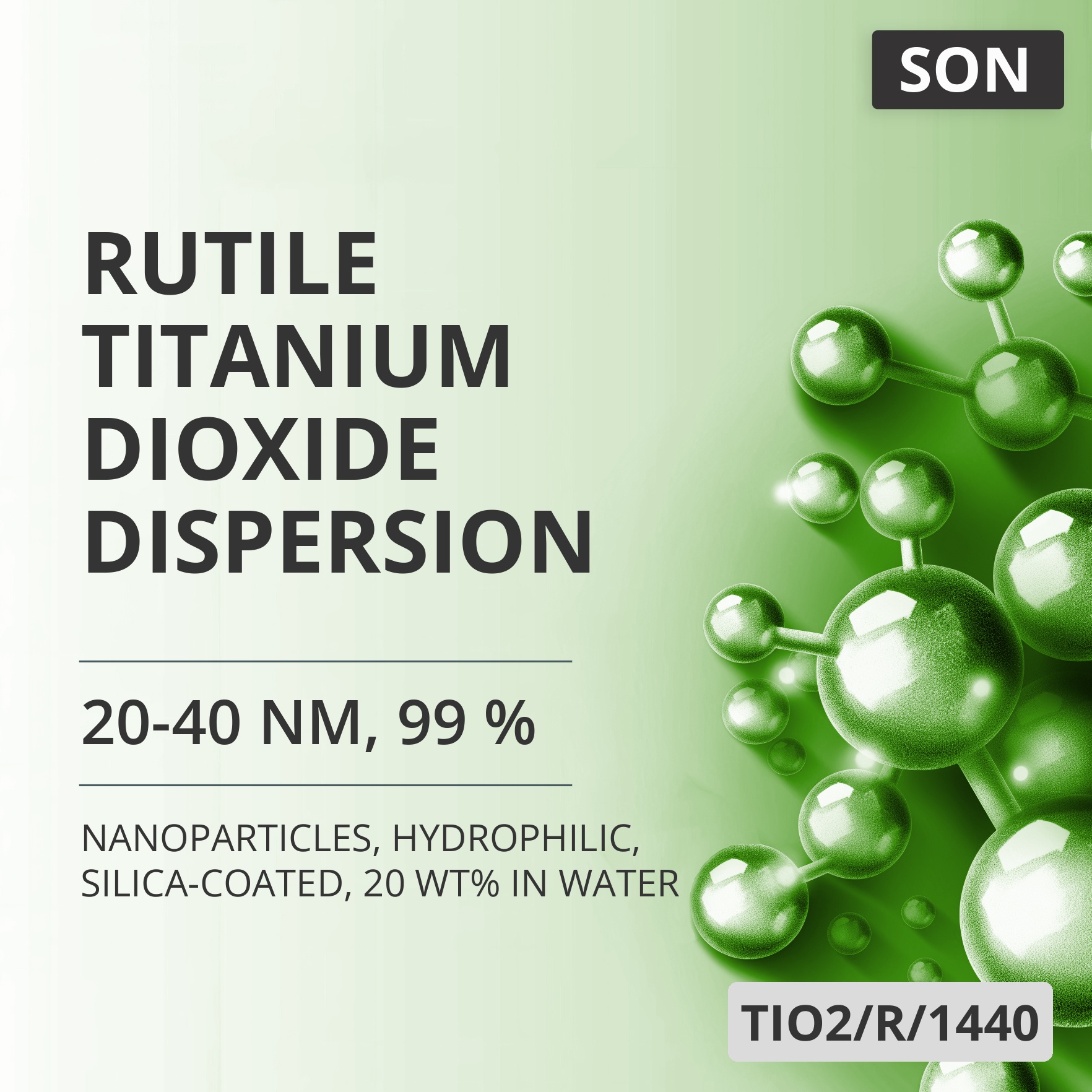 Rutile Titanium Dioxide Dispersion, 20-40 nm, 99 %, Hydrophilic, Silica-Coated, 20 wt% in Water (TIO2/R/1440)