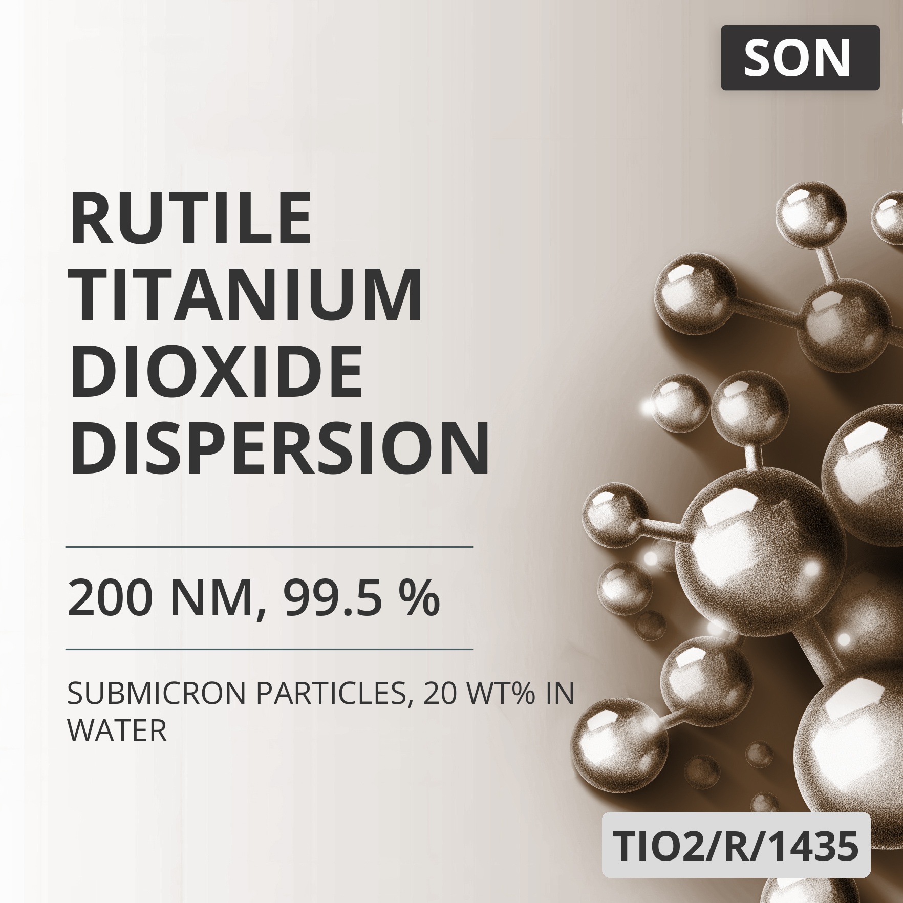 Rutile Titanium Dioxide Dispersion, 200 nm, 99.5 %, 20 wt% in Water (TIO2/R/1435)