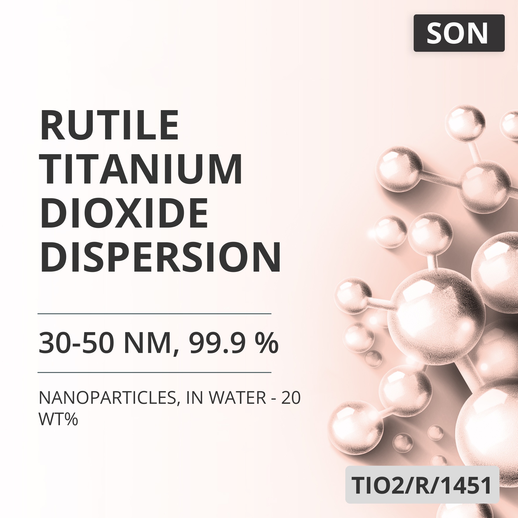 Rutile Titanium Dioxide Dispersion, 30-50 nm, 99.9 %, in Water - 20 wt% (TIO2/R/1451)