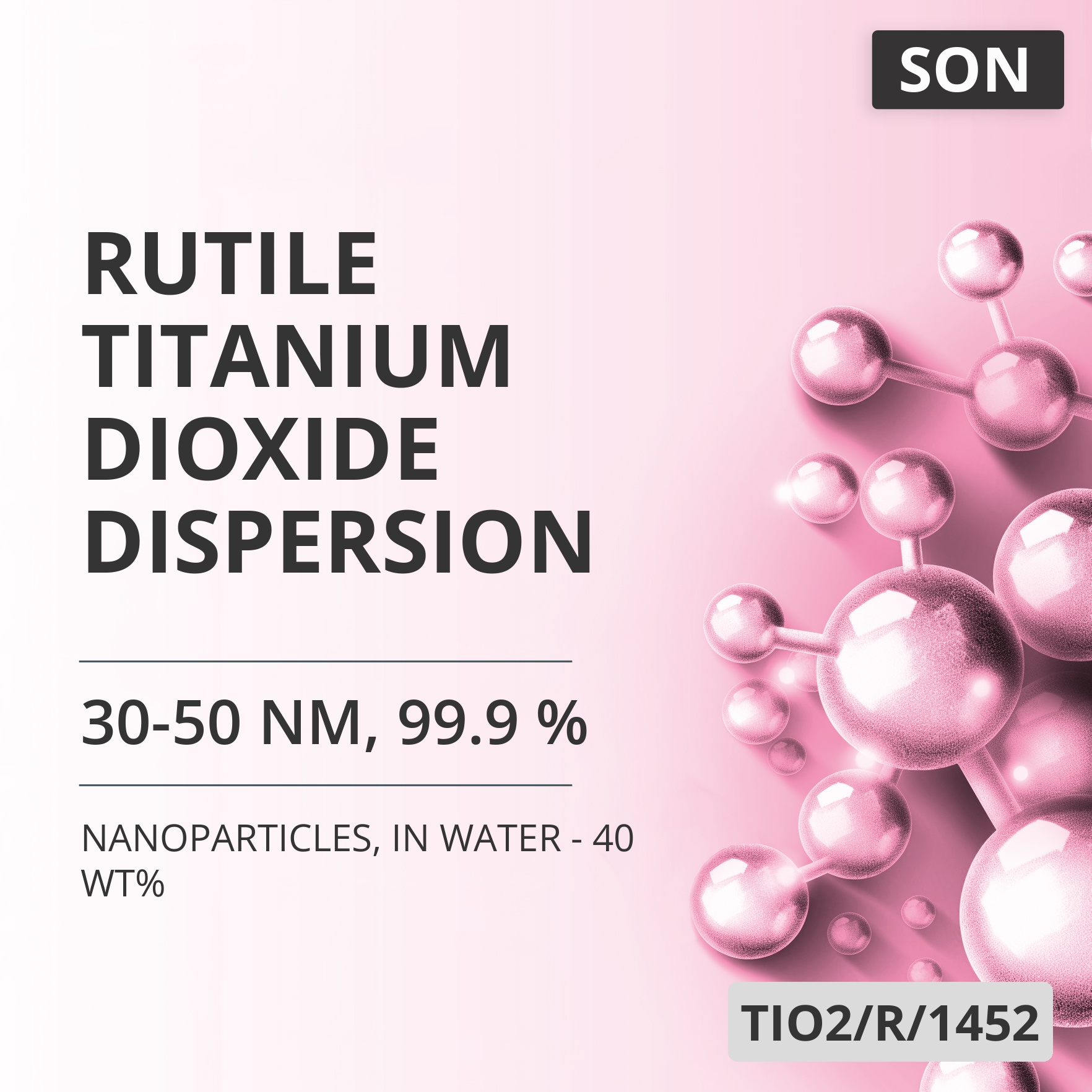 Rutile Titanium Dioxide Dispersion, 30-50 nm, 99.9 %, in Water - 40 wt% (TIO2/R/1452)