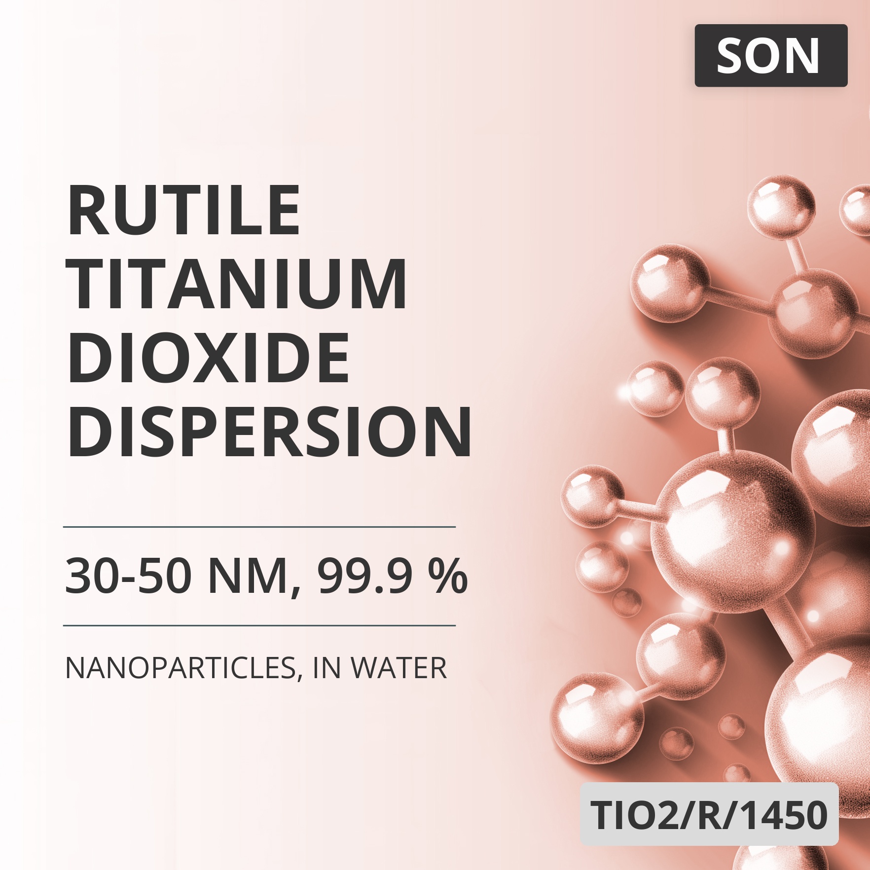 Rutile Titanium Dioxide Dispersion, 30-50 nm, 99.9 %, in Water (TIO2/R/1450)