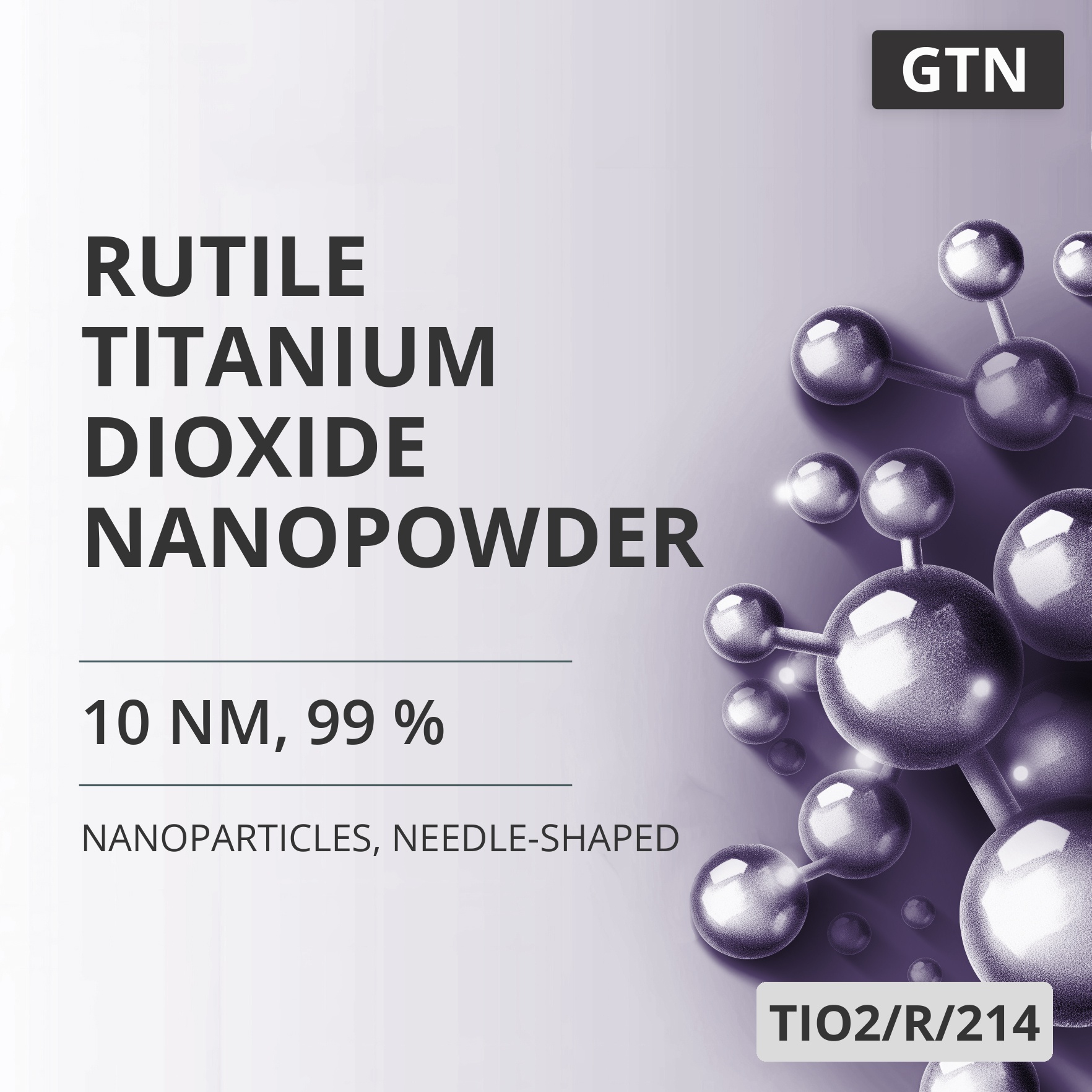 Rutile Titanium Dioxide Nanopowder, 10 nm, 99 %, Needle-Shaped (TIO2/R/214)