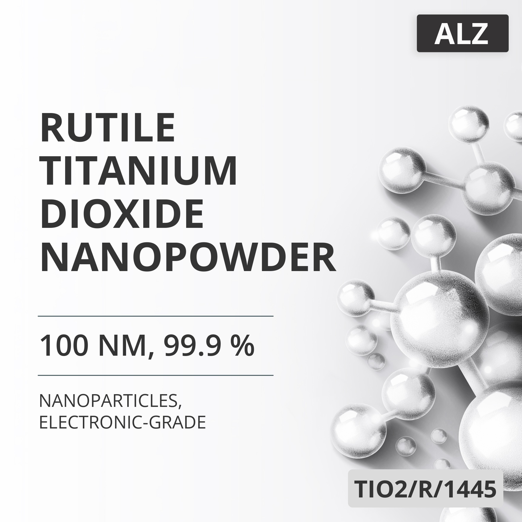 Rutile Titanium Dioxide Nanopowder, 100 nm, 99.9 %, Electronic-Grade (TIO2/R/1445)