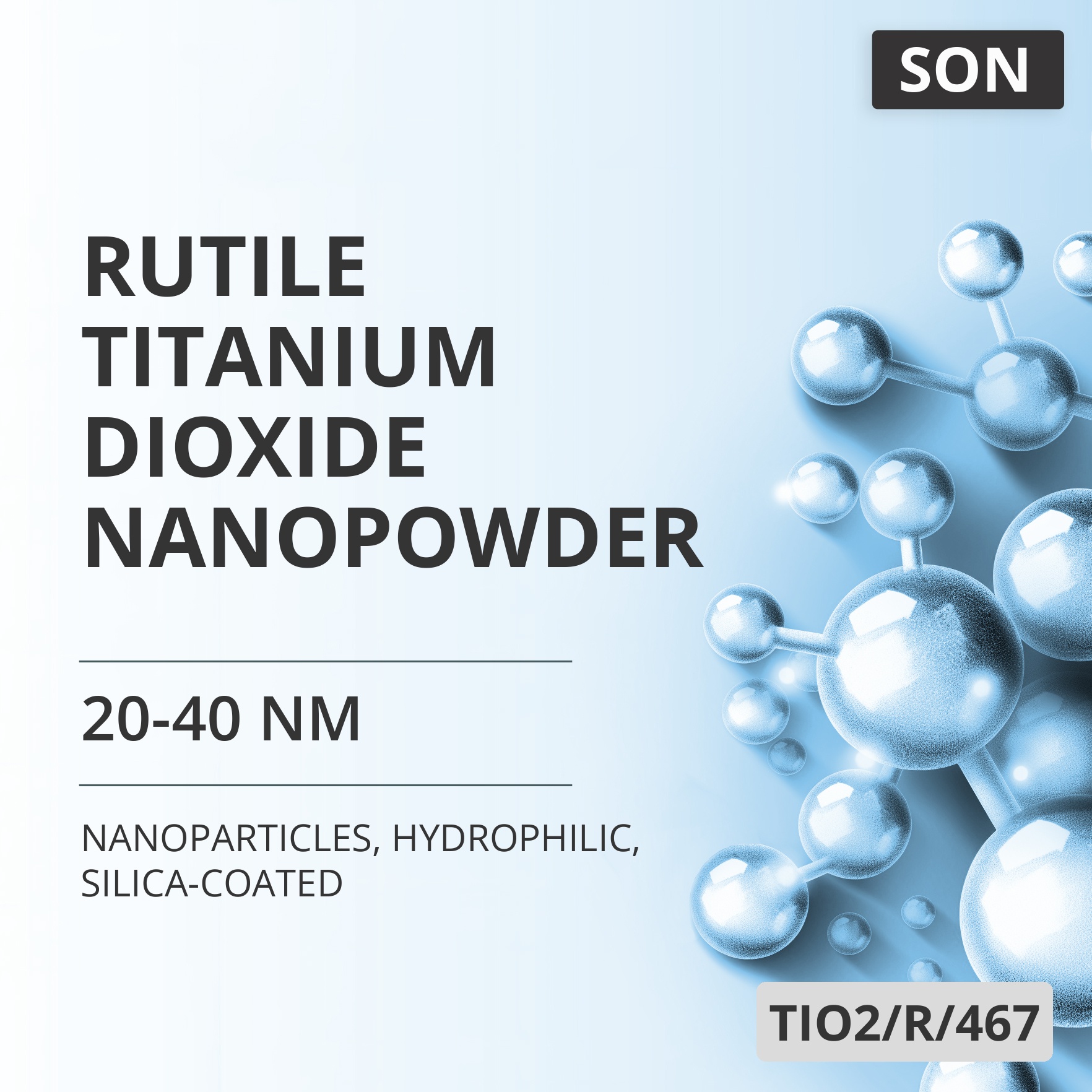 Rutile Titanium Dioxide Nanopowder, 20-40 nm, Hydrophilic, Silica-Coated (TIO2/R/467)