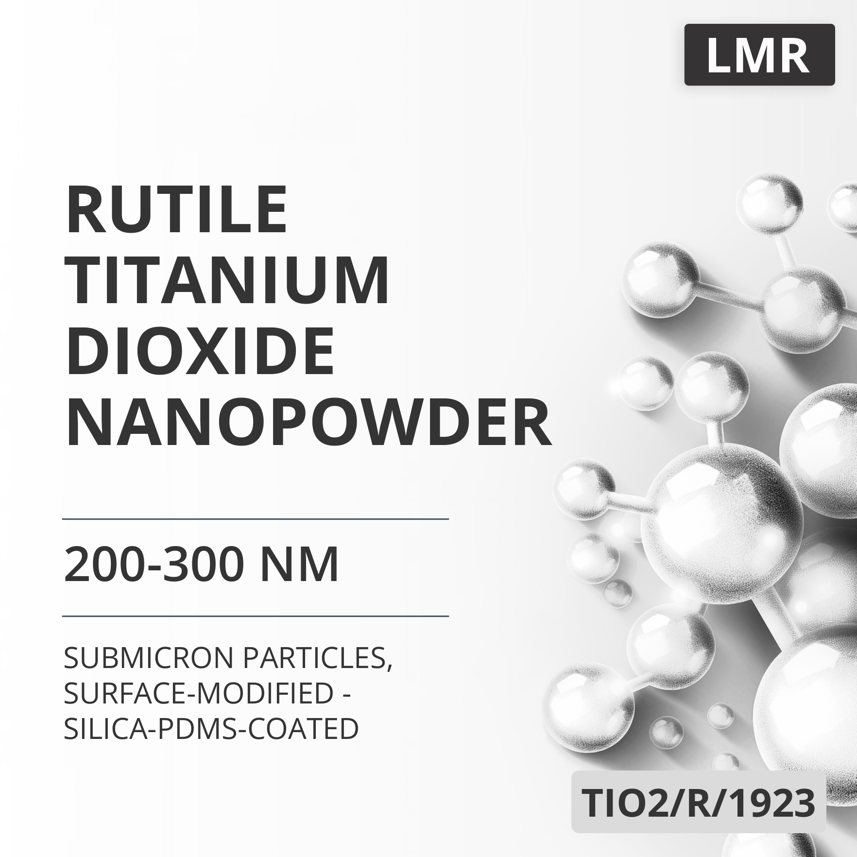 Rutile Titanium Dioxide Nanopowder, 200-300 nm, Surface-Modified - Silica-PDMS-Coated (TIO2/R/1923)