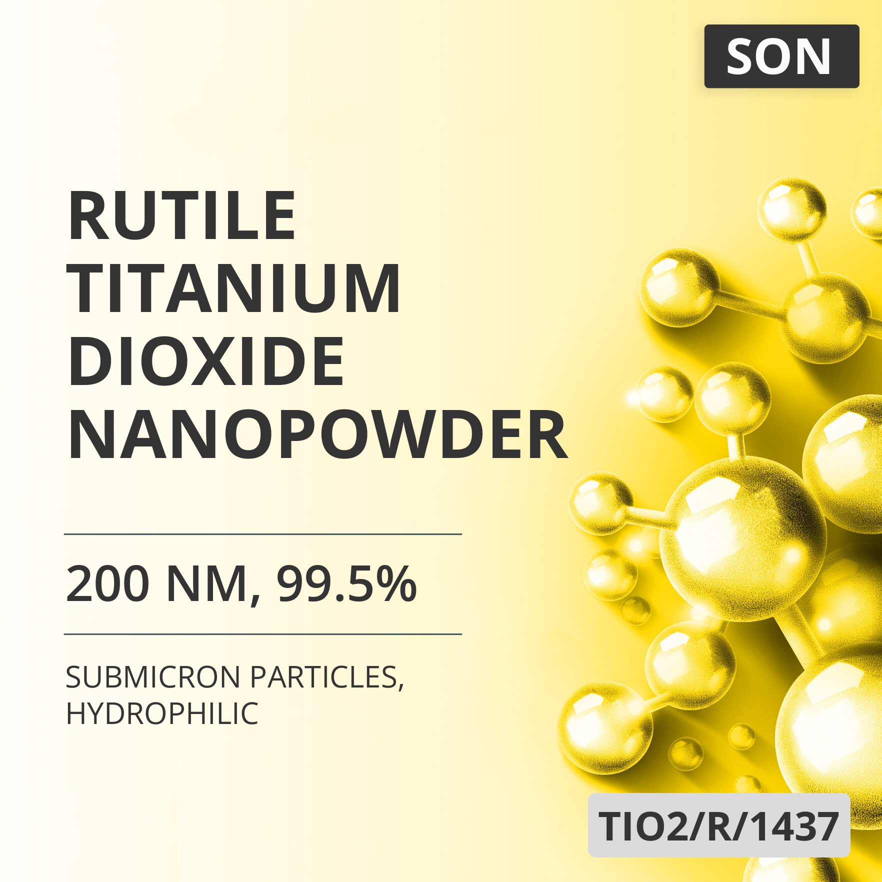Rutile Titanium Dioxide Nanopowder, 200 nm, 99.5%, Hydrophilic (TIO2/R/1437)