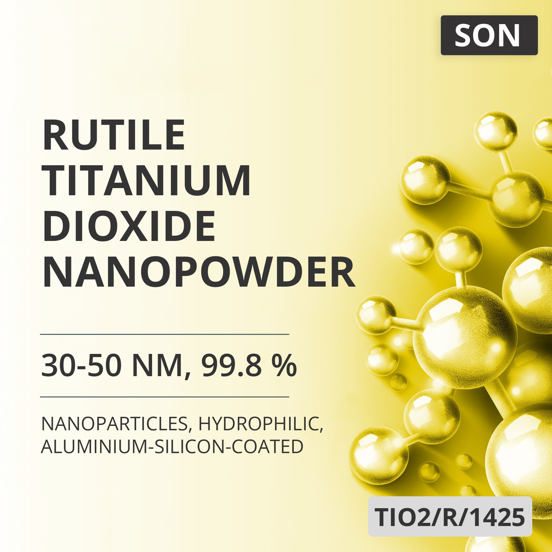 Rutile Titanium Dioxide Nanopowder, 30-50 nm, 99.8 %, Hydrophilic, Aluminium-Silicon-Coated (TIO2/R/1425)