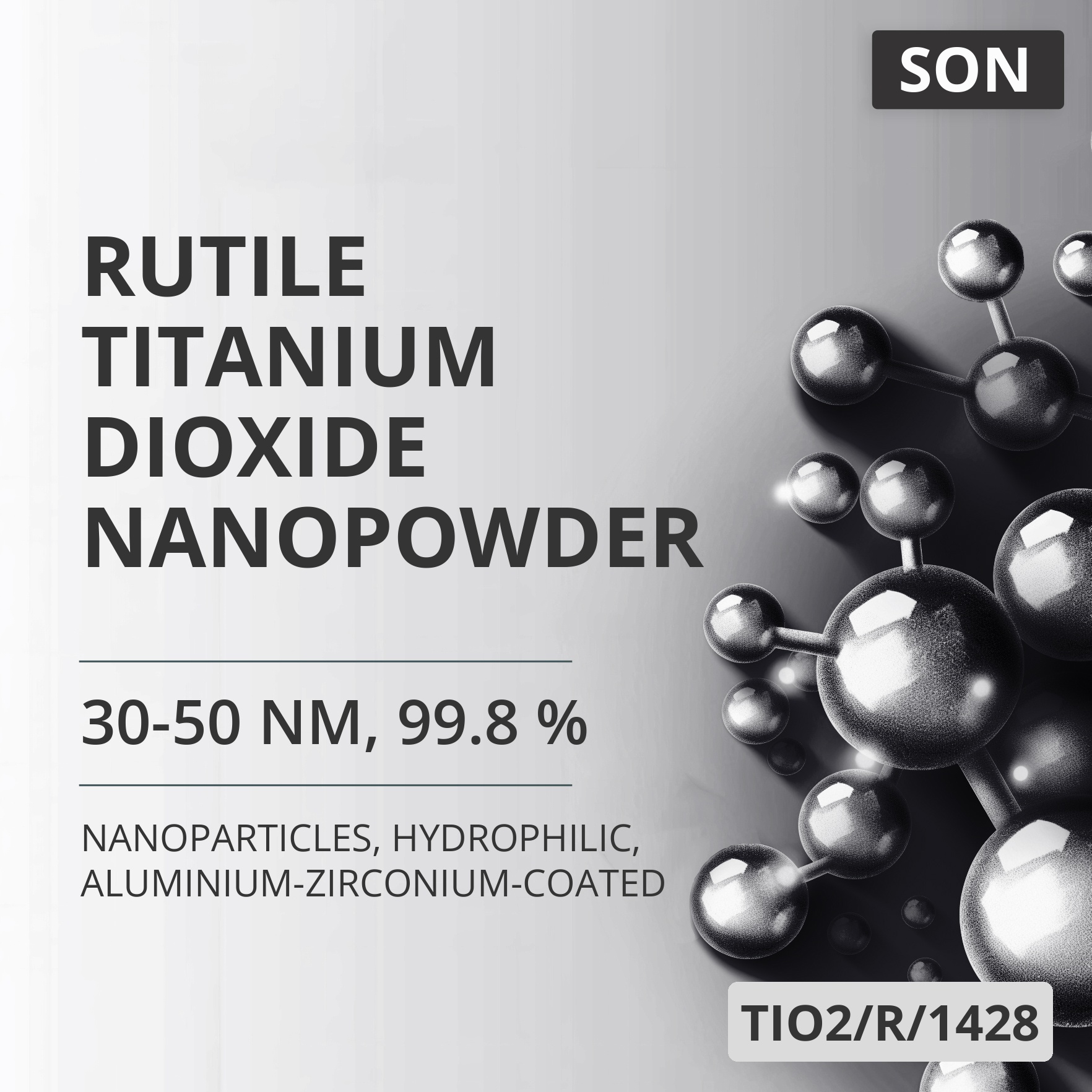 Rutile Titanium Dioxide Nanopowder, 30-50 nm, 99.8 %, Hydrophilic, Aluminium-Zirconium-Coated (TIO2/R/1428)