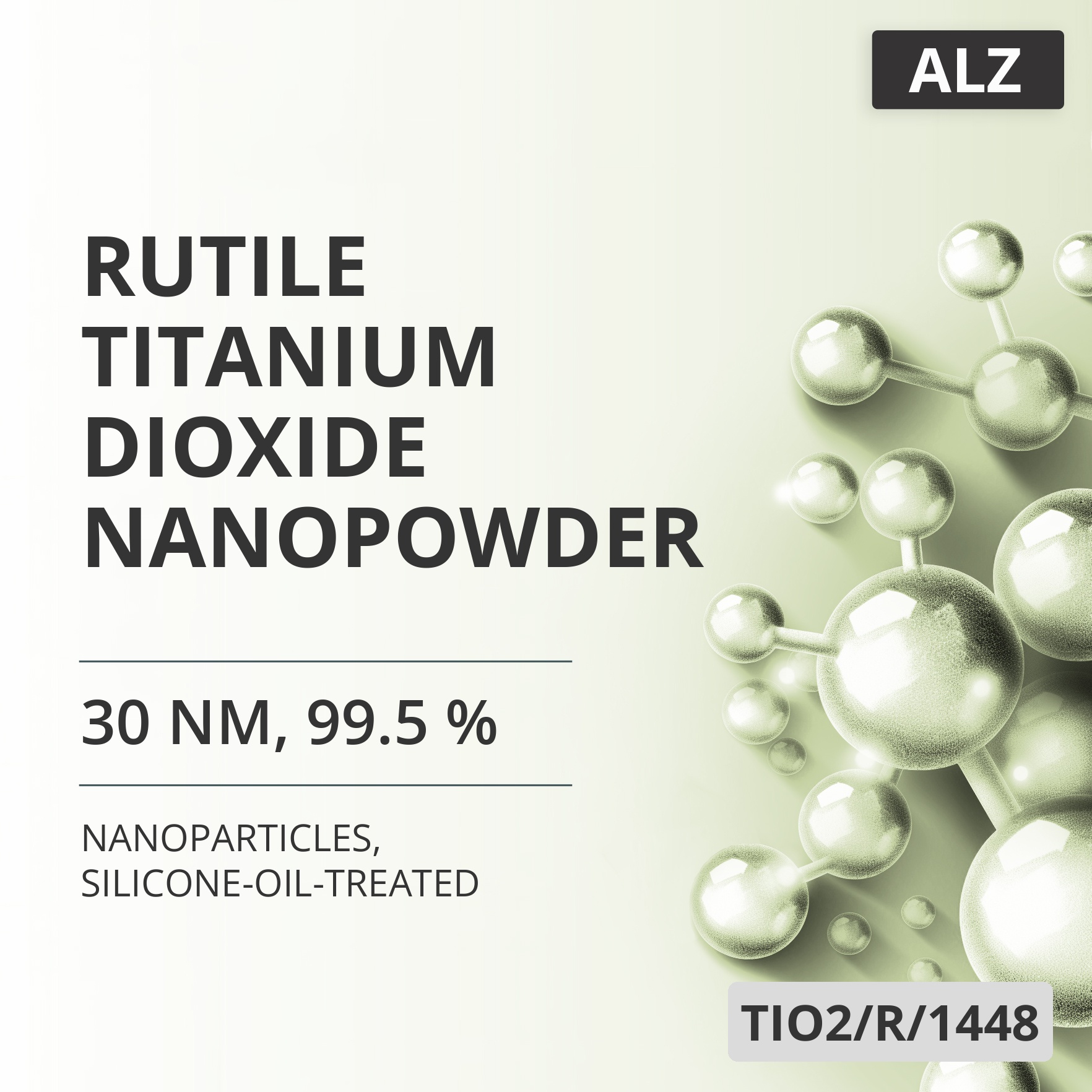 Rutile Titanium Dioxide Nanopowder, 30 nm, 99.5 %, Silicone-Oil-Treated (TIO2/R/1448)